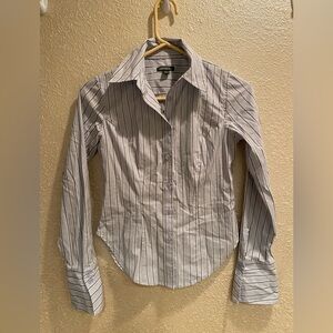Wild Fable Women’s Gray Striped Button Down Shirt